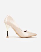 vices Stiletto Bej deschis cu toc clepsidră cu branț din piele naturală Zitene