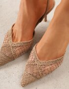 vices Stiletto Bej închis Decorate cu plasă Coraerial