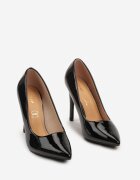vices Stiletto Eleganti Lăcuiți Negri cu Branț din Piele Naturală Innalora