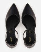 vices Stiletto Negre cu Brant din Piele Naturală și Baretă Decorativă Korori