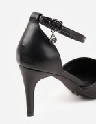 vices Stiletto Negre cu Brant din Piele Naturală și Baretă Decorativă Korori