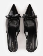 vices Stiletto negri lăcuiți tip slingback cu fundă Dorozia