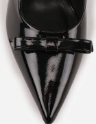 vices Stiletto negri lăcuiți tip slingback cu fundă Dorozia