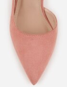 vices Stiletto roz cu branț din piele naturală decorați cu decupaj Oliritia