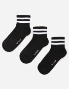 vico Set 3 de șosete din bumbac peste gleznă cu model în dungi Nargaia Negre