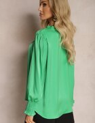 wei wei Bluză Verde cu Volane Decorative cu Croială Lejeră Gwoneissa