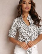 wei wei Cămașă Albă Imprimată cu Legătură Kristell