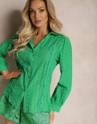 wei wei Cămașă Verde din țesătură brodată în stil Boho Perphone