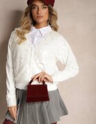 wei wei Cardigan Alb cu nasturi cu Viscoză și Paiete Evelith