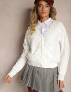 wei wei Cardigan Alb cu nasturi cu Viscoză și Paiete Evelith