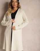 wei wei Cardigan deschis bej deschis cu viscoză lung cu glugă Nevaliana