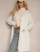 wei wei Cardigan Deschis Gri cu adaos de viscoză și glugă decorat cu buzunare Olianne
