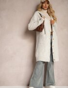 wei wei Cardigan Deschis Gri cu adaos de viscoză și glugă decorat cu buzunare Olianne