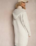 wei wei Cardigan Deschis Gri cu adaos de viscoză și glugă decorat cu buzunare Olianne
