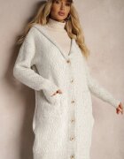 wei wei Cardigan Deschis Gri cu adaos de viscoză și glugă decorat cu buzunare Olianne