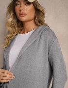 wei wei Cardigan Neîncheiat Gri cu Viscoză cu Croială Lungă cu Glugă Nevaliana