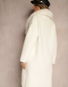 wei wei Palton Bej deschis din tricot cu lână Decorat cu blană detașabilă Veliti