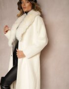 wei wei Palton Bej deschis din tricot cu lână Decorat cu blană detașabilă Veliti