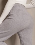 wei wei Pantaloni Talie înaltă din viscoză cu croială largă rebrate gri deschis decorați cu nasturi Zeriel