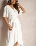 wei wei Rochie Albă cu croi petrecut cu elastic încrețit și centură în talie Dariane