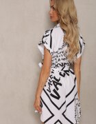 wei wei Rochie Albă cu croială tip cămașă cu curea din material textil și model sub formă de inscripții Horetta