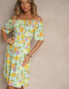 wei wei Rochie Albastru deschis stil spaniolă din bumbac cu model citrice Aprona