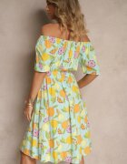 wei wei Rochie Albastru deschis stil spaniolă din bumbac cu model citrice Aprona