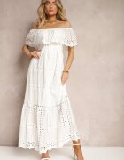 wei wei Rochie Cloș Albă cu Volane Stil spaniol Vianelle