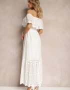wei wei Rochie Cloș Albă cu Volane Stil spaniol Vianelle