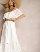 wei wei Rochie Cloș Albă cu Volane Stil spaniol Vianelle