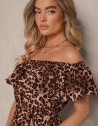 wei wei Rochie Cloș Maro Tip Spaniolă cu elastic în talie cu imprimeu leopard Hiterta