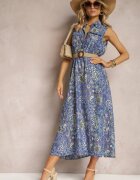 wei wei Rochie Florală Albastră evazată Tirana