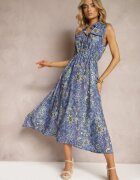 wei wei Rochie Florală Albastră evazată Tirana