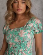 wei wei Rochie Florală Verde evazată cu bust încrețit Eliseria