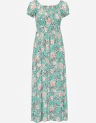 wei wei Rochie Florală Verde evazată cu bust încrețit Eliseria