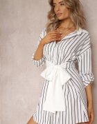 wei wei Rochie Mini Albă tip cămașă din viscoză Legată în talie Fiammetta