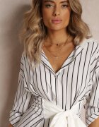 wei wei Rochie Mini Albă tip cămașă din viscoză Legată în talie Fiammetta
