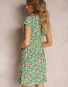 wei wei Rochie Mini Verde Mentă Florală din Viscoză cu Mânecă Scurtă Ayela