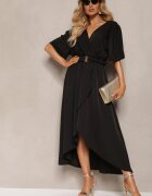wei wei Rochie neagră cu stil petrecut cu elastic încrețit și curea în talie Dariane