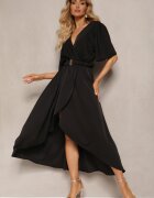 wei wei Rochie neagră cu stil petrecut cu elastic încrețit și curea în talie Dariane