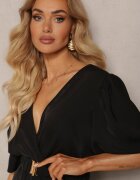 wei wei Rochie neagră cu stil petrecut cu elastic încrețit și curea în talie Dariane