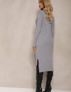 wei wei Rochie Pulover Gri cu Vâscoză și Guler înalt cu Croială mulată Ninnellea