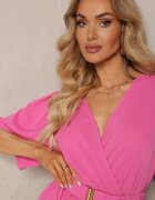 wei wei Rochie Roz petrecută cu elastic încrețit și curea în talie Dariane