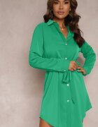 wei wei Rochie tip cămașă mini Verde cu cordon Andreola