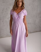 wei wei Rochie Violet din Viscoză cu Elastic în Talie și Decolteu Petrecut Rhoneri