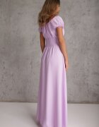 wei wei Rochie Violet din Viscoză cu Elastic în Talie și Decolteu Petrecut Rhoneri