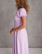 wei wei Rochie Violet din Viscoză cu Elastic în Talie și Decolteu Petrecut Rhoneri