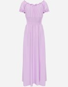 wei wei Rochie Violet din Viscoză cu Elastic în Talie și Decolteu Petrecut Rhoneri