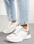 weide Adidași Albi decorați cu perforații și aplicație geometrică Senilanea