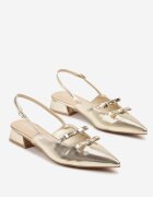 weide Sandale Aurii Slingback cu toc mic decorate cu fundițe Remelle